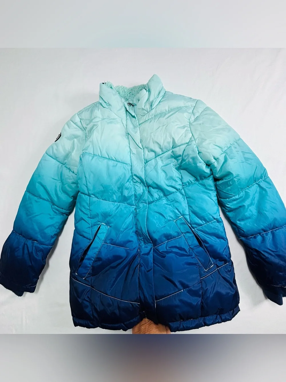 Justice Ombre Aqua to Navy Puffer Jacket K163
